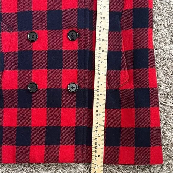 Like New! J. Crew Wool Blend Buffalo Check Peacoat Red and Blue in Size 2 - Picture 11 of 16
